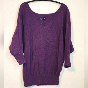 American Eagle Purple Dolman 3/4 Sleeve Scoop Neck Sweater, Size L